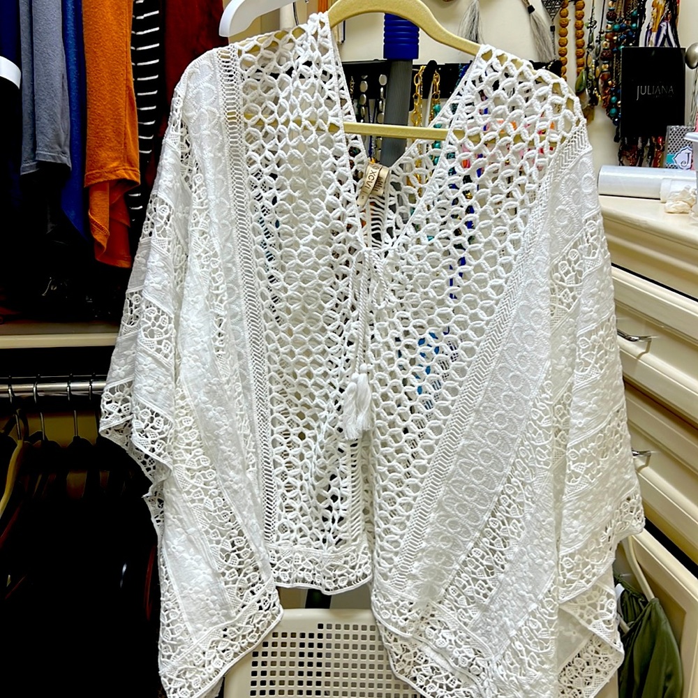 XCVI Crochet Swim Cover up White Sz S New